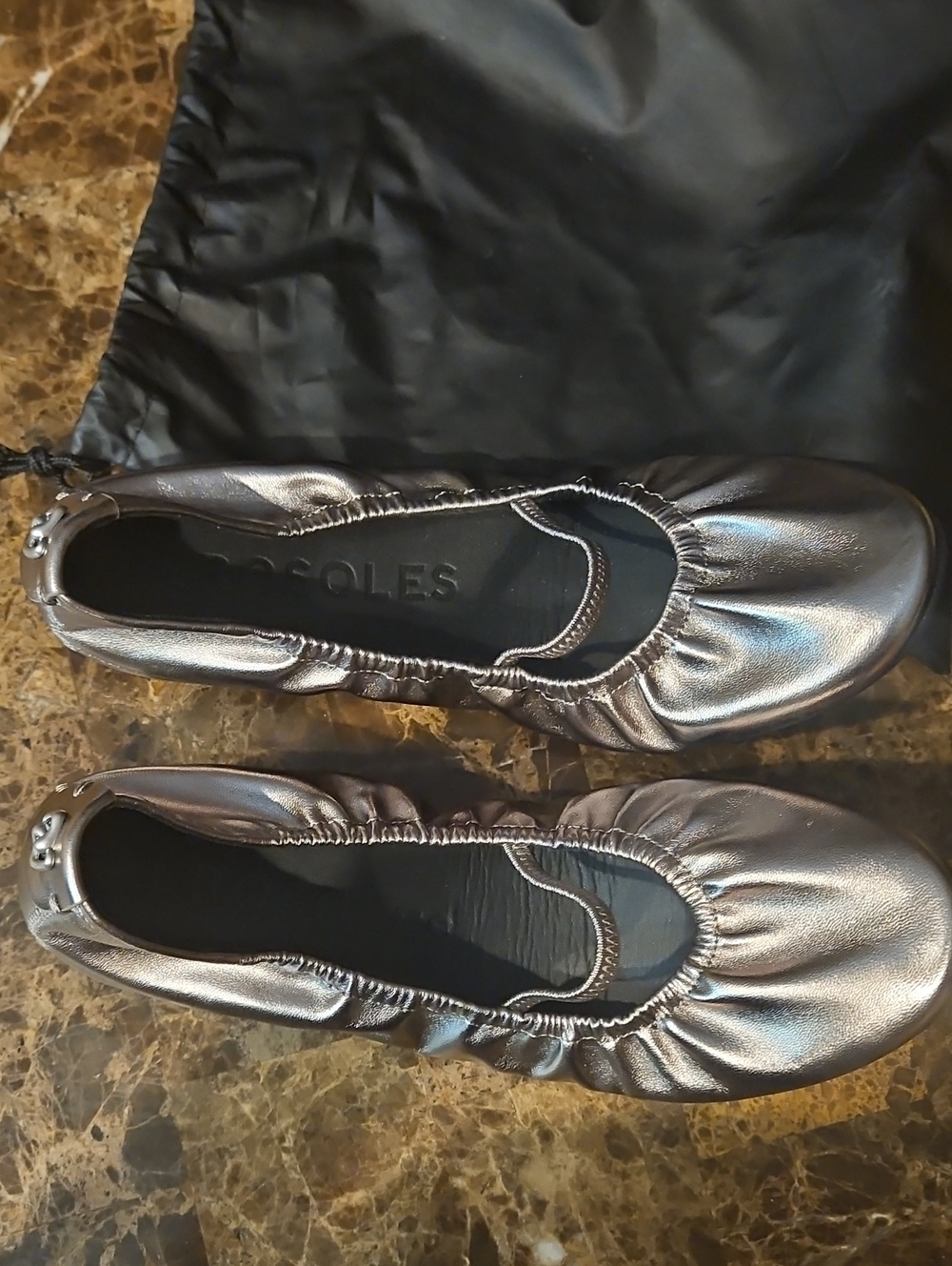 Aerosoles Foldable Travel Metallic Ballet Flats - Silver
